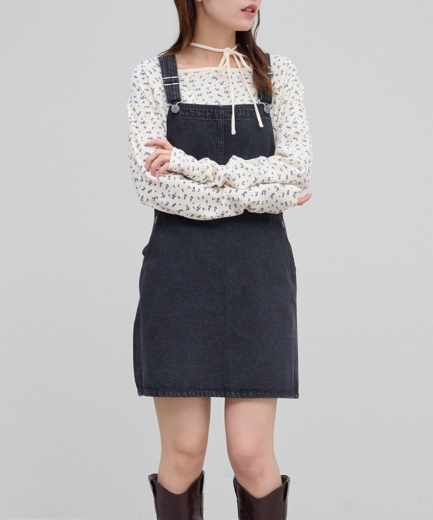 【Discoat】牛仔迷你揹帶裙