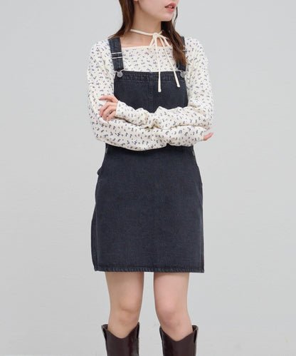 【Discoat】牛仔迷你揹帶裙