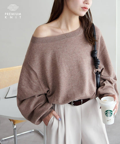 【Discoat】超細羊毛單肩套頭衫