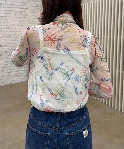 H.S塗鴉圖案透視上衣