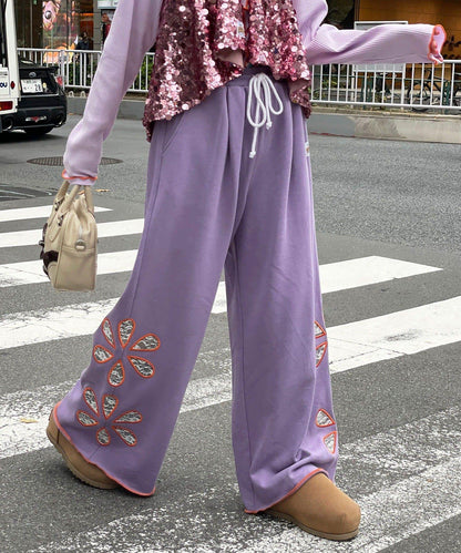 【HELLO.SANFRANCISCO/ハローサンフランシスコ】花卉剪裁寬鬆衛褲