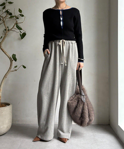 前後兩穿拼色羅紋針織衫