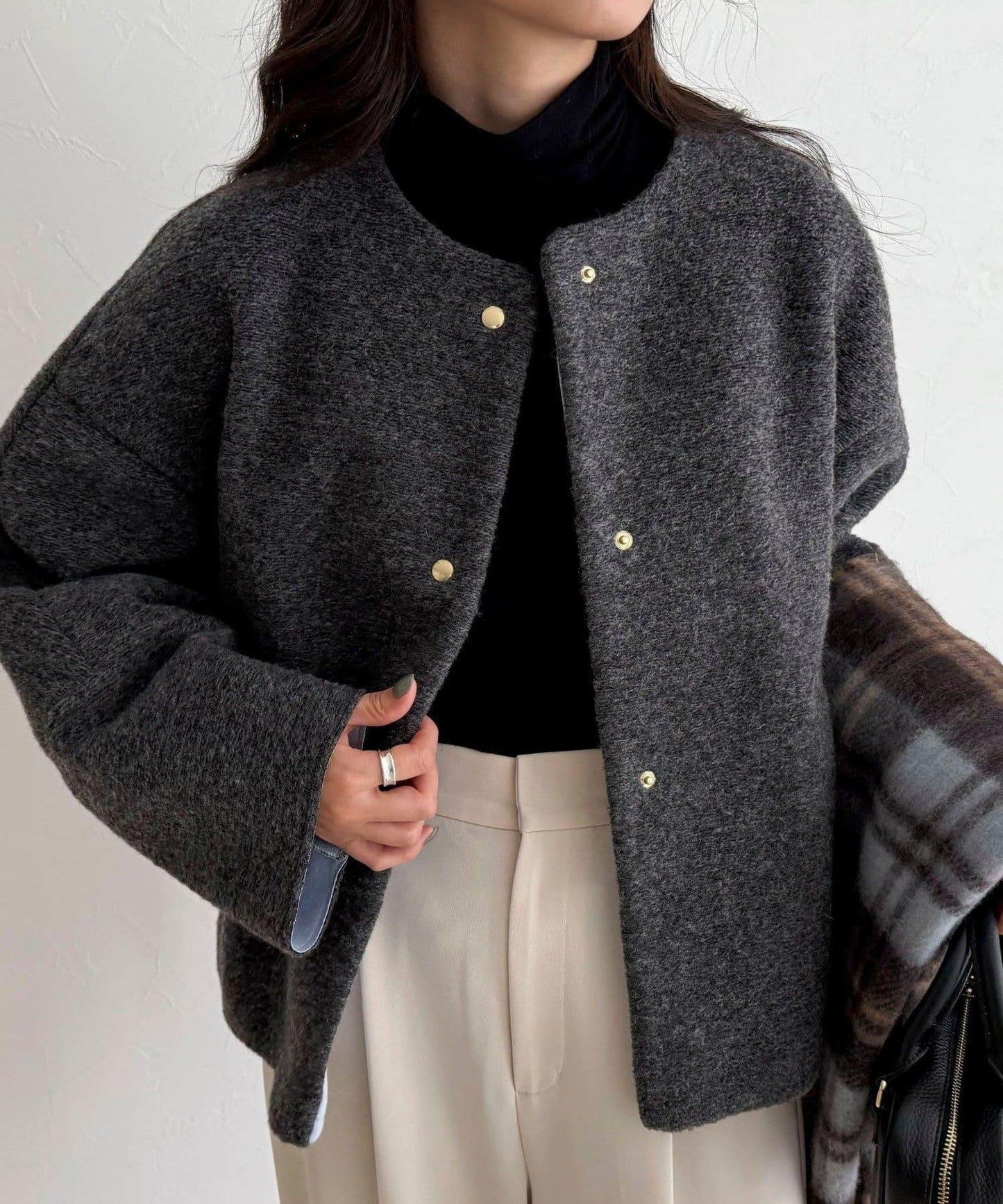 意大利風格輕盈無領夾克