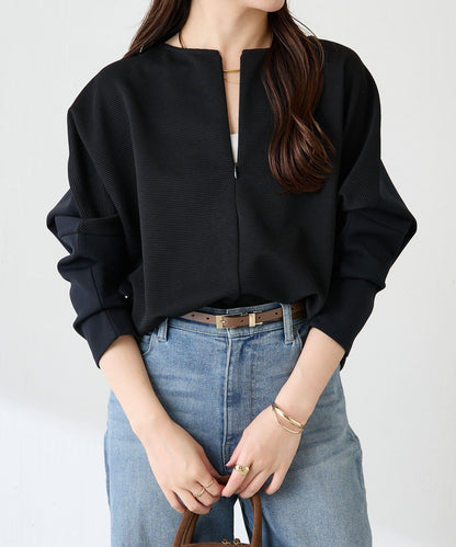 波紋針織拼接套頭衫/可成套搭配