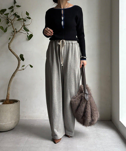 前後兩穿拼色羅紋針織衫