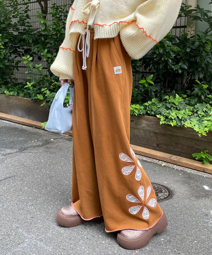 【HELLO.SANFRANCISCO/ハローサンフランシスコ】花卉剪裁寬鬆衛褲