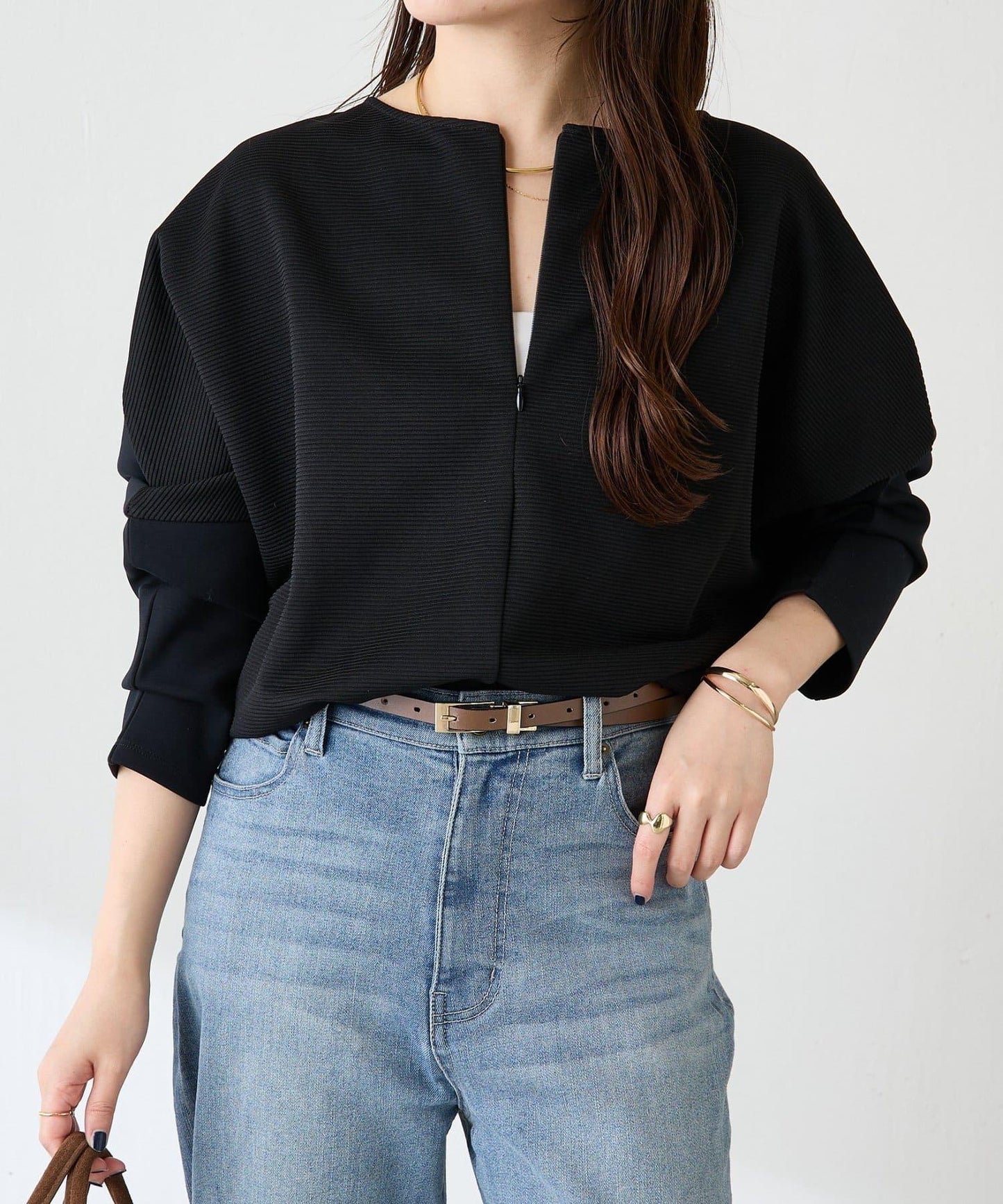 波紋針織拼接套頭衫/可成套搭配