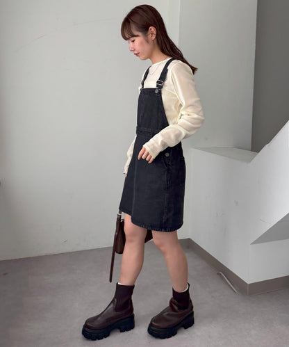 【Discoat】牛仔迷你揹帶裙