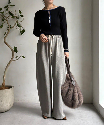 前後兩穿拼色羅紋針織衫