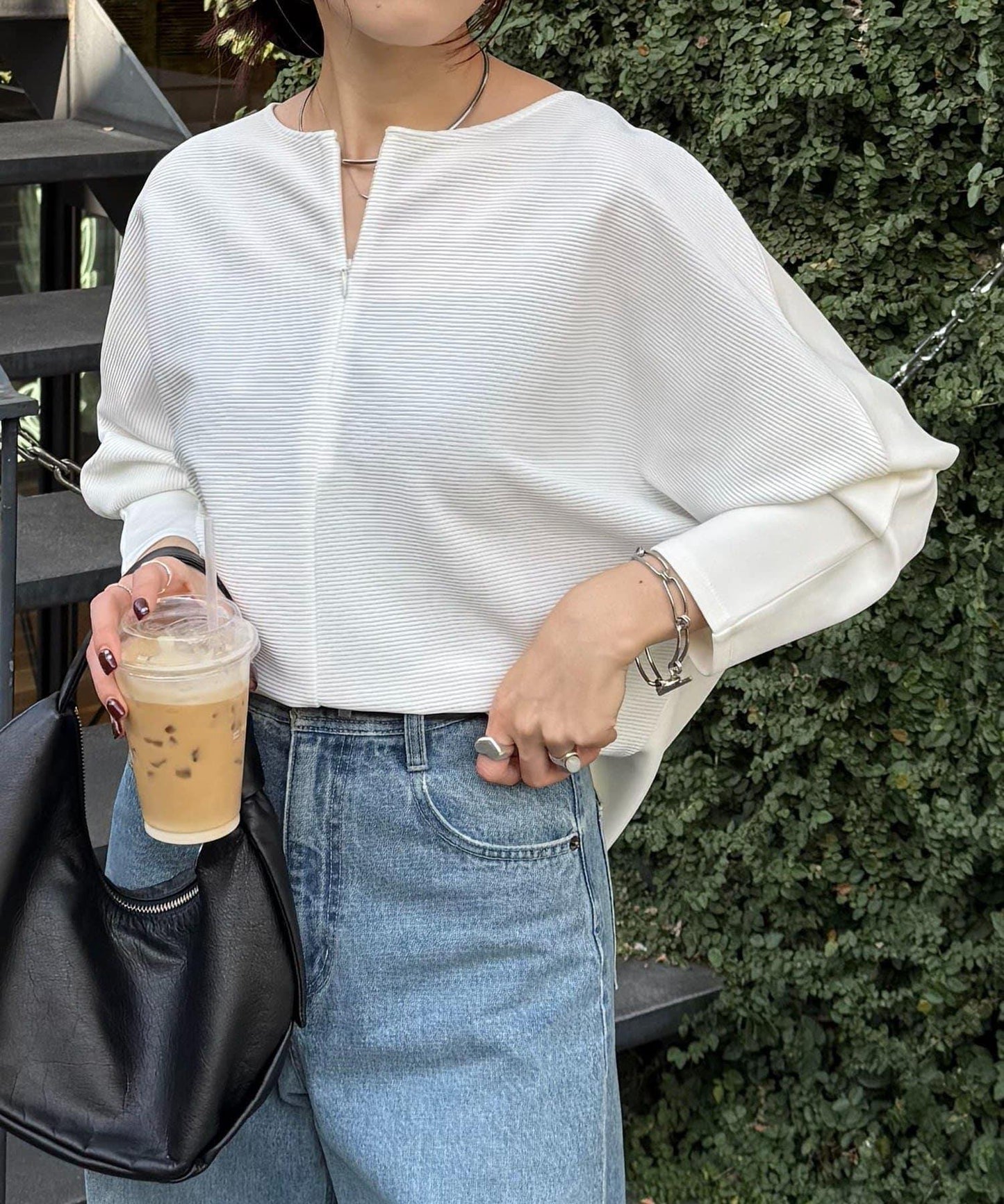 波紋針織拼接套頭衫/可成套搭配