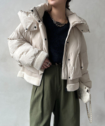 仿麂皮拼接羽絨服