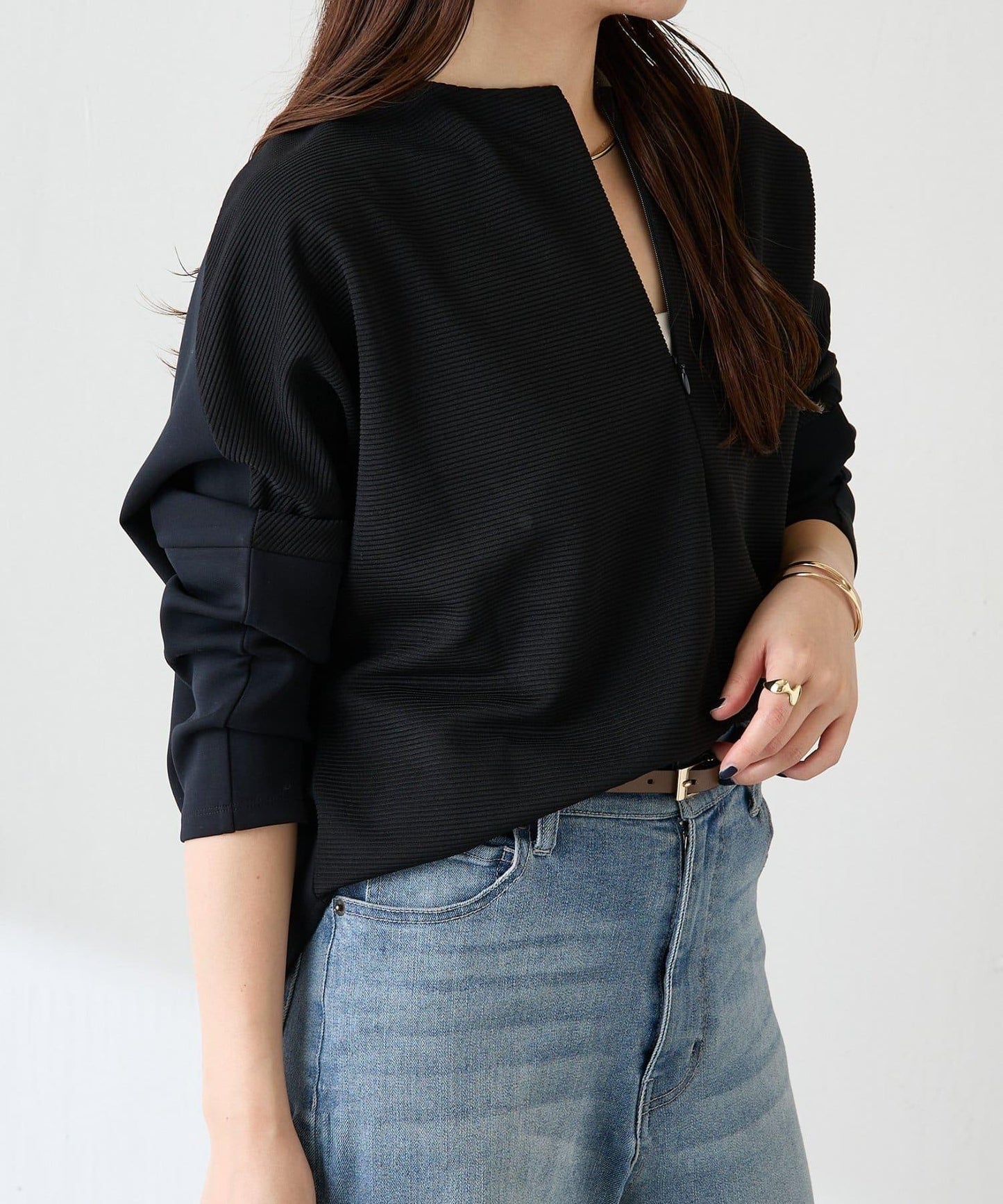 波紋針織拼接套頭衫/可成套搭配