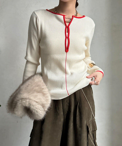 前後兩穿拼色羅紋針織衫