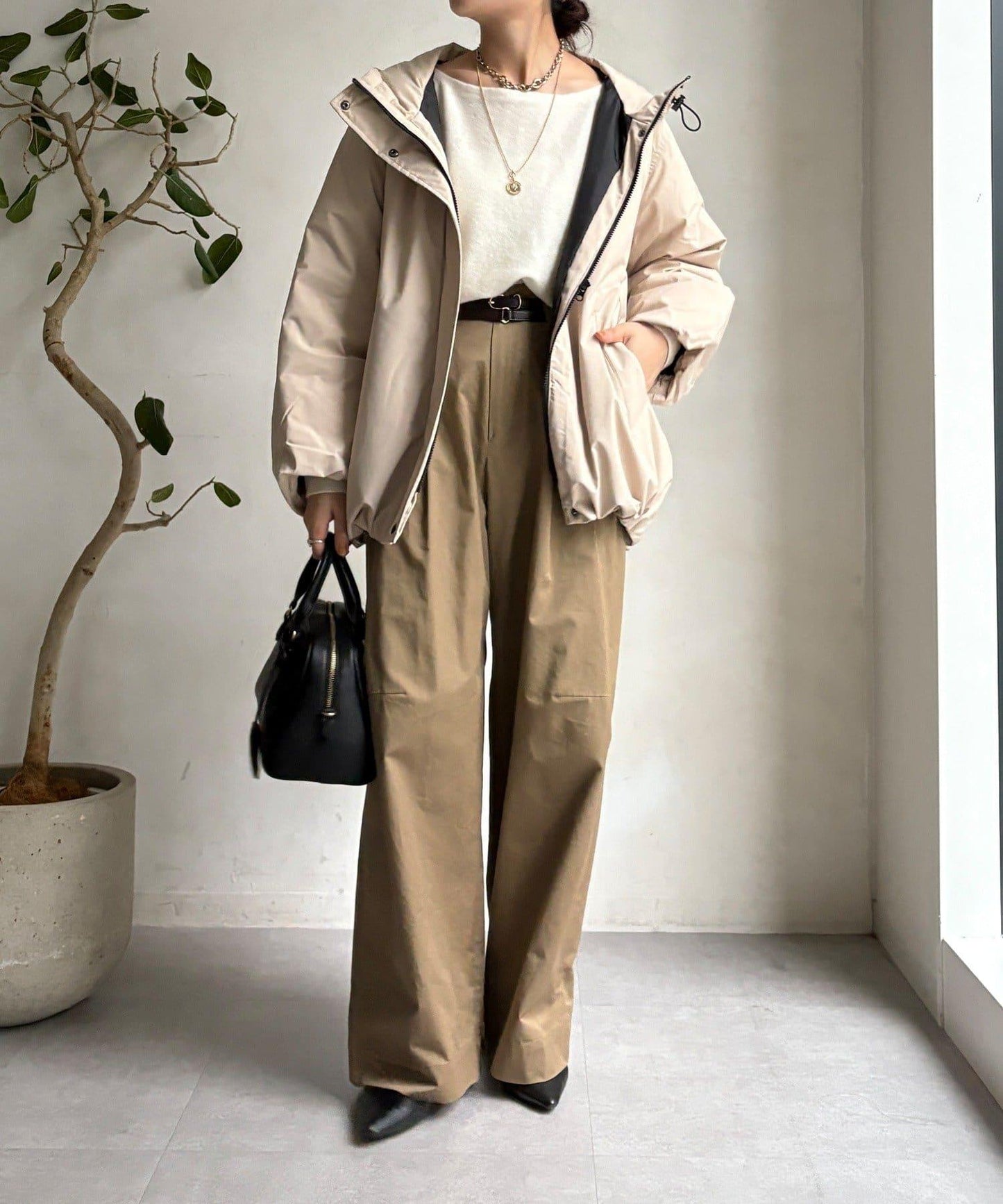 薄膜塔夫綢連帽羽絨服