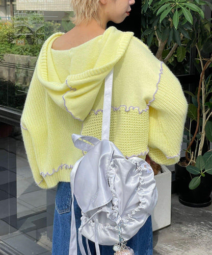 H.S拼色卷邊拼接連帽開衫