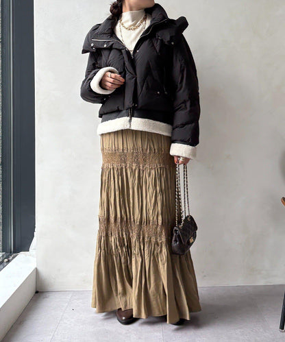 仿麂皮拼接羽絨服