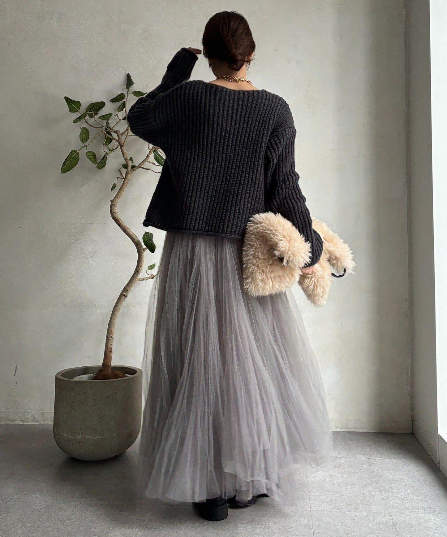 金屬大紐扣粗針織開衫