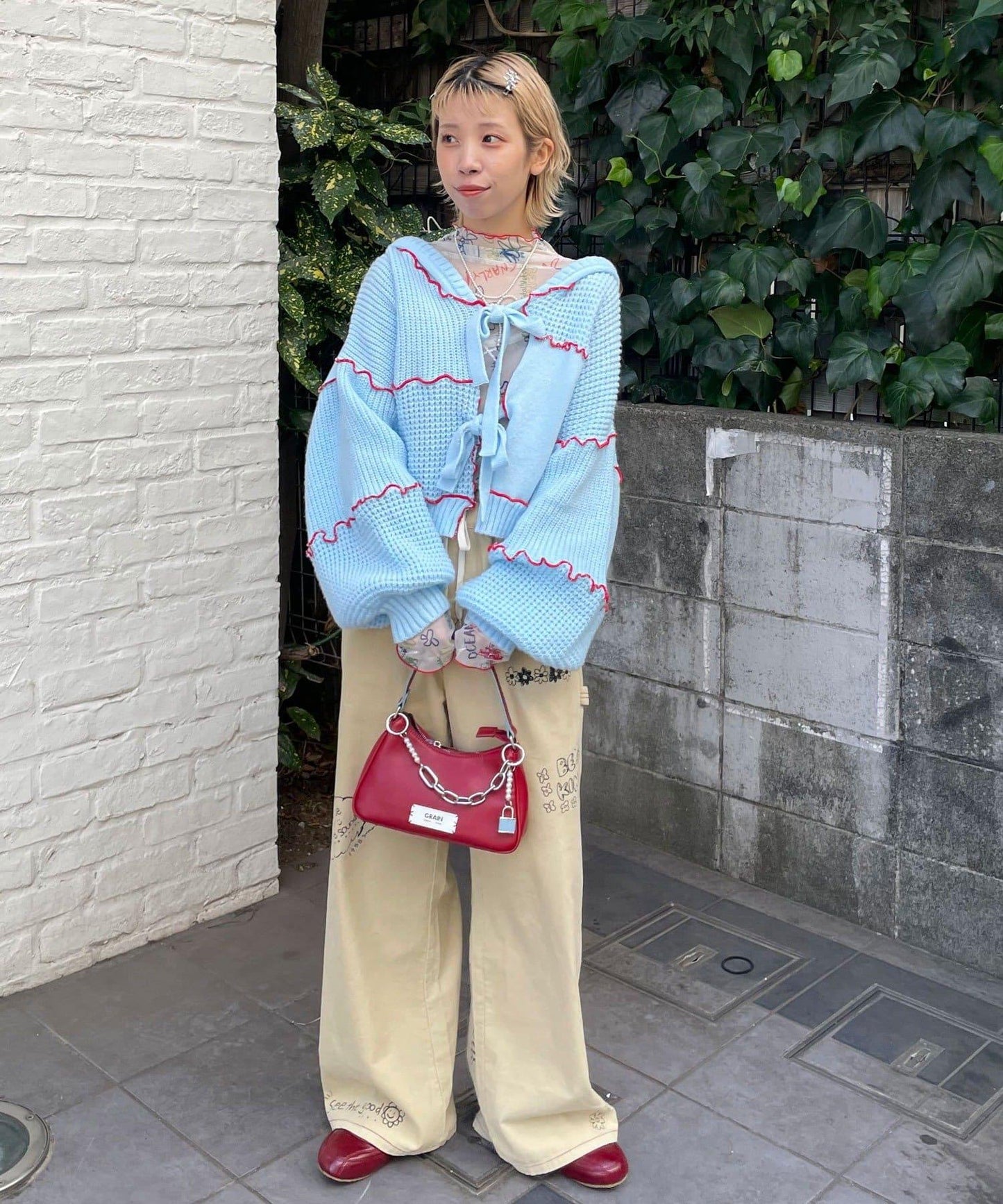 H.S拼色卷邊拼接連帽開衫