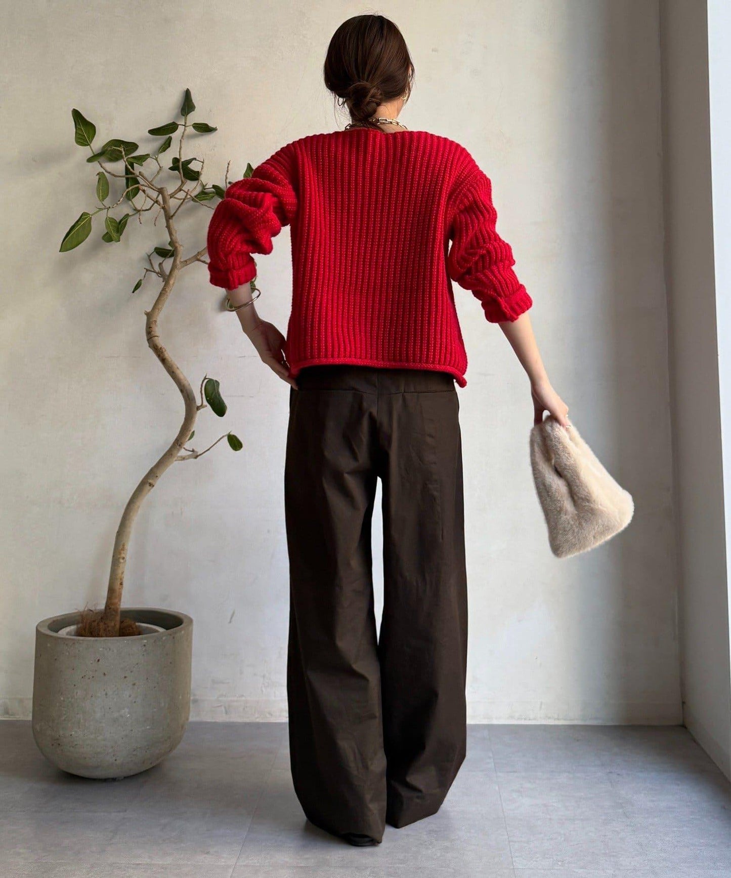 金屬大紐扣粗針織開衫