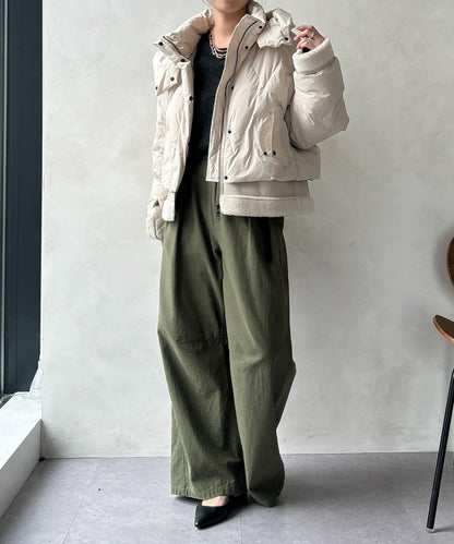 仿麂皮拼接羽絨服