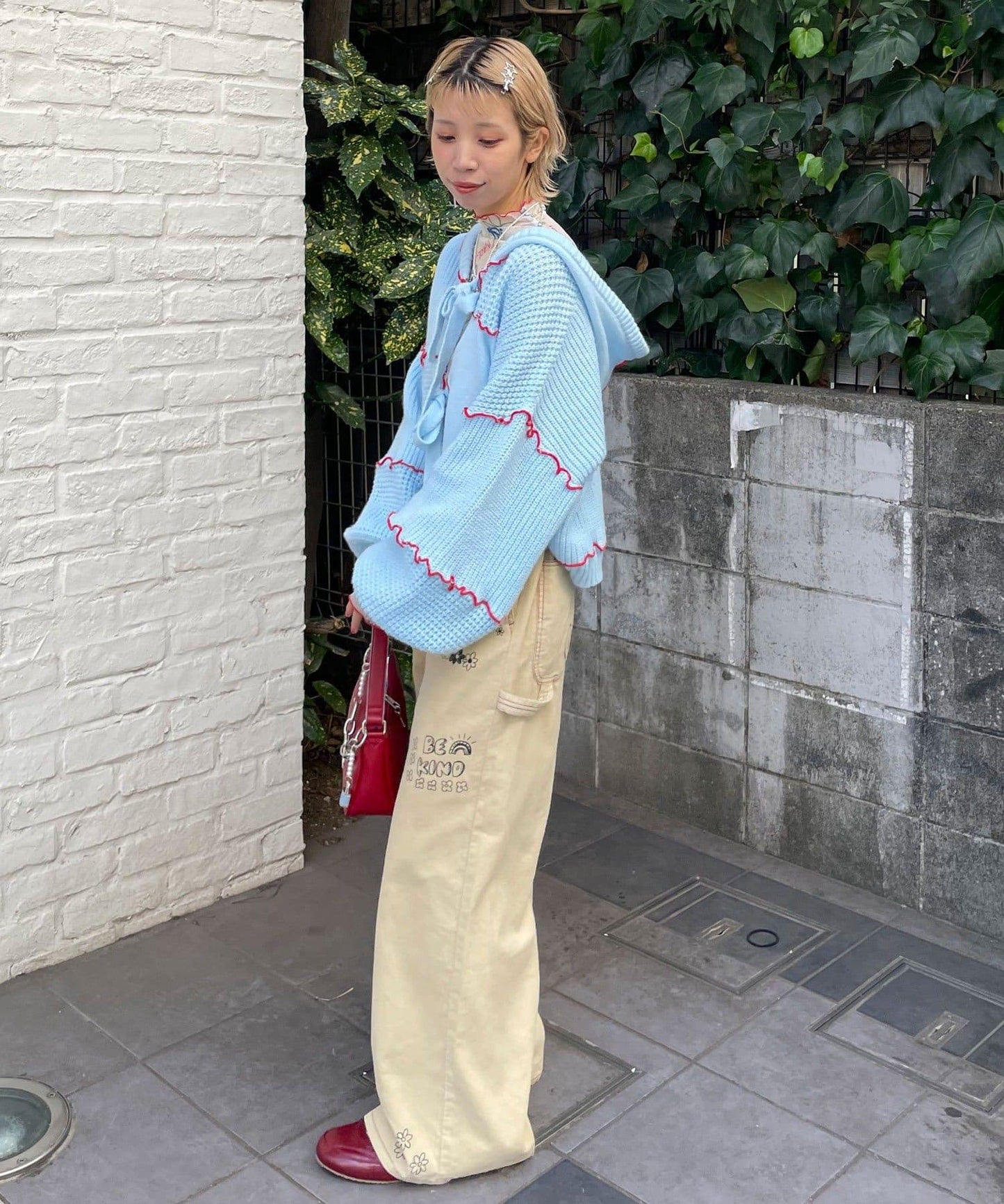 H.S拼色卷邊拼接連帽開衫