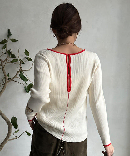 前後兩穿拼色羅紋針織衫