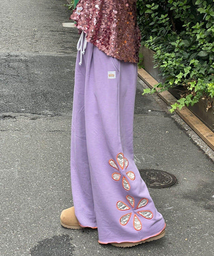 【HELLO.SANFRANCISCO/ハローサンフランシスコ】花卉剪裁寬鬆衛褲