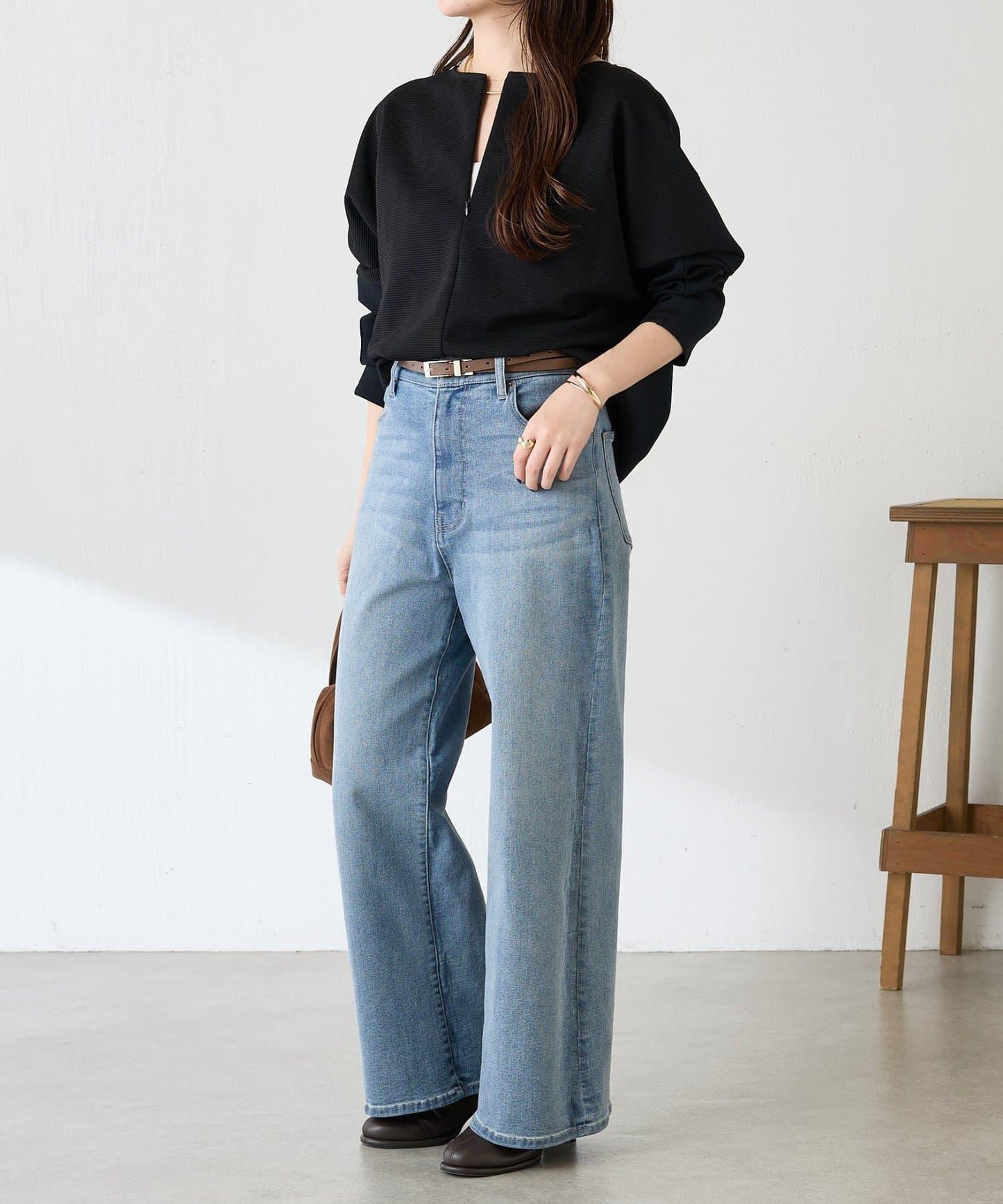 波紋針織拼接套頭衫/可成套搭配