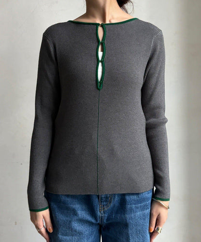 前後兩穿拼色羅紋針織衫