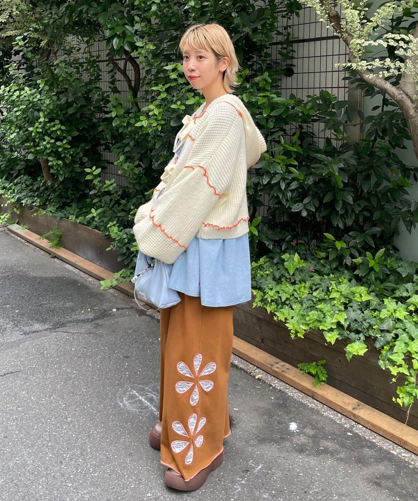 H.S拼色卷邊拼接連帽開衫