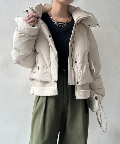 仿麂皮拼接羽絨服