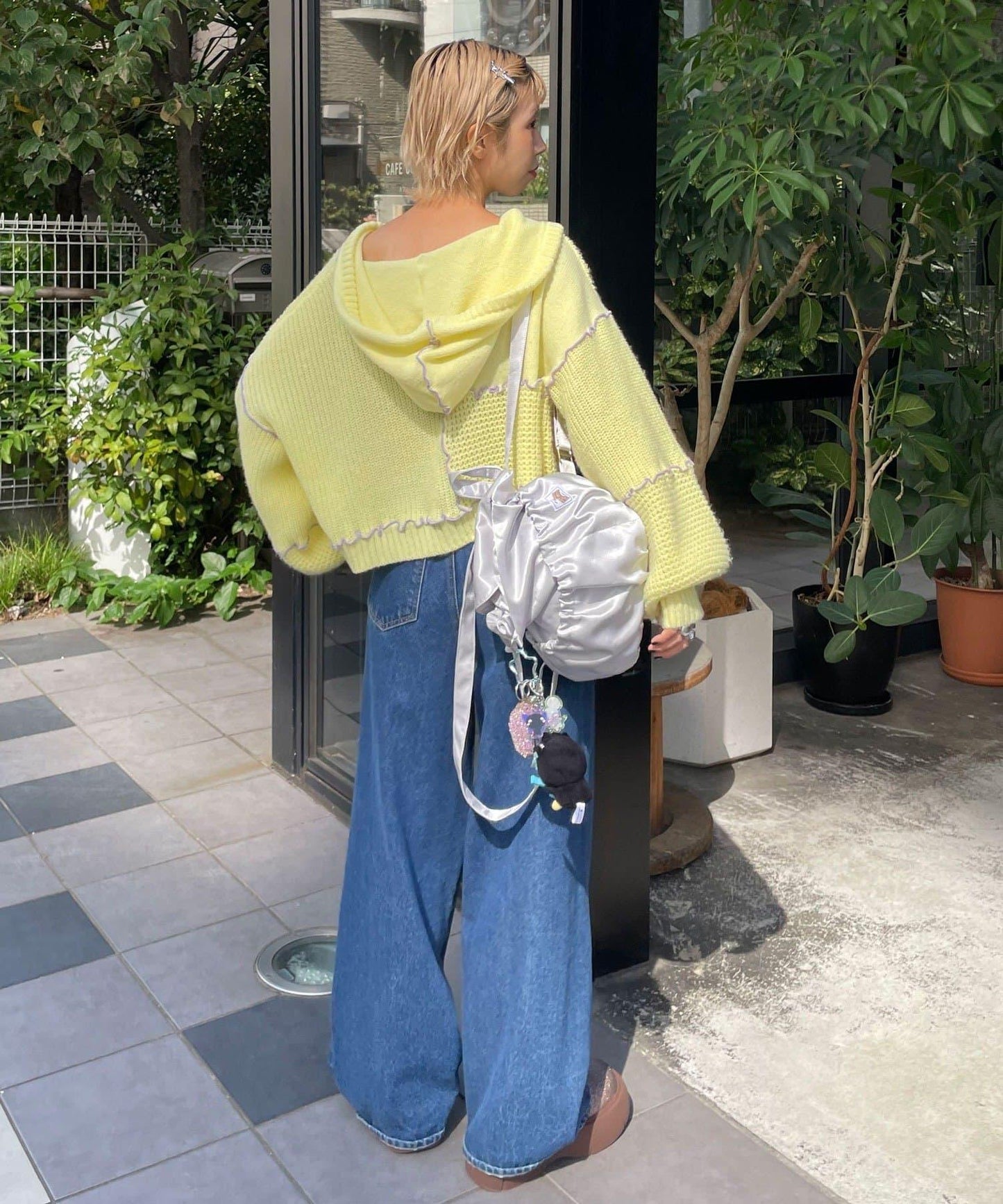 H.S拼色卷邊拼接連帽開衫