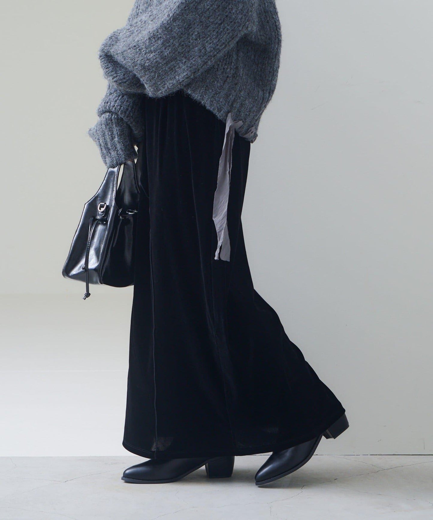 【2尺碼可選/小個子尺碼】天鵝絨荷葉邊半身裙