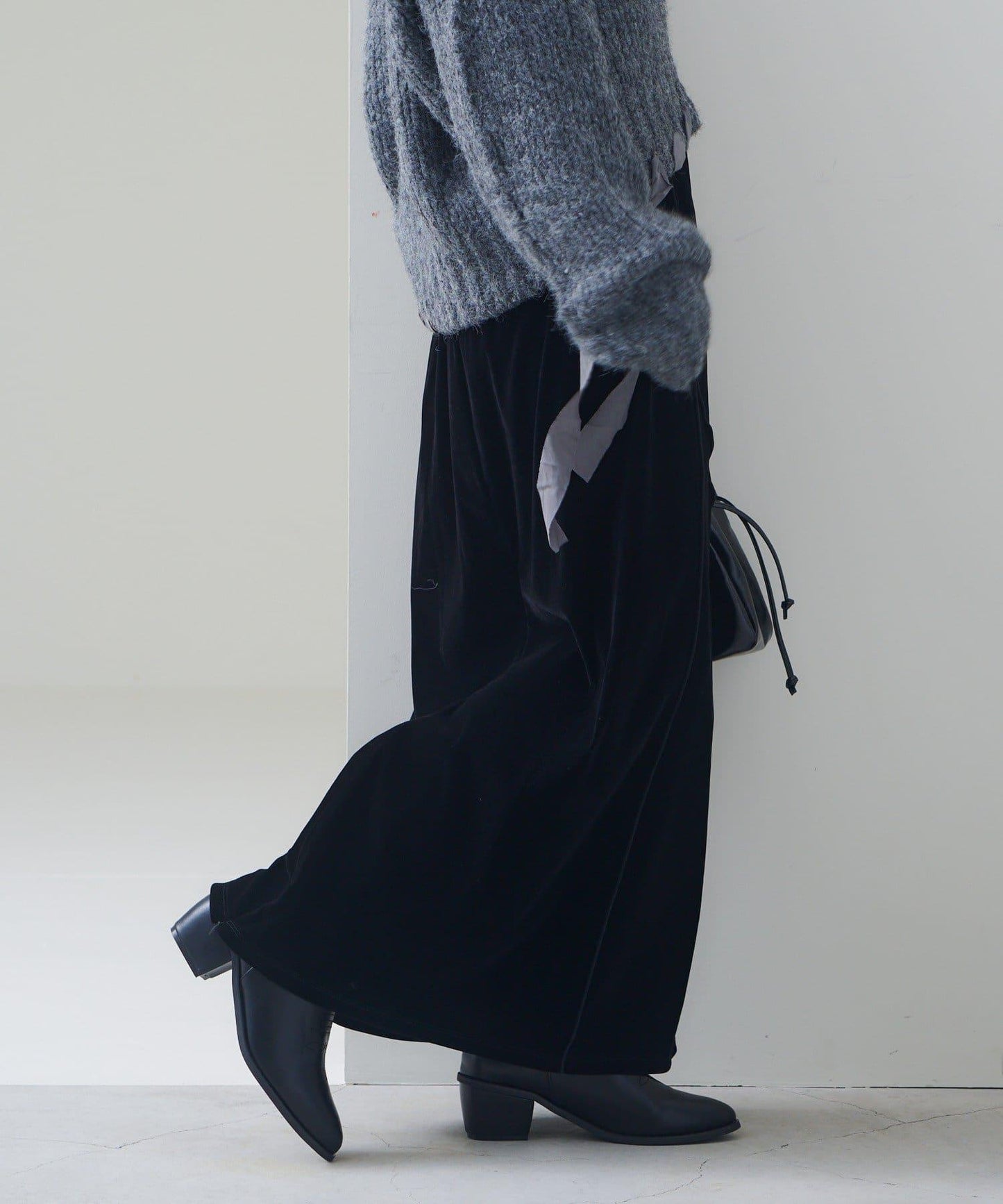 【2尺碼可選/小個子尺碼】天鵝絨荷葉邊半身裙