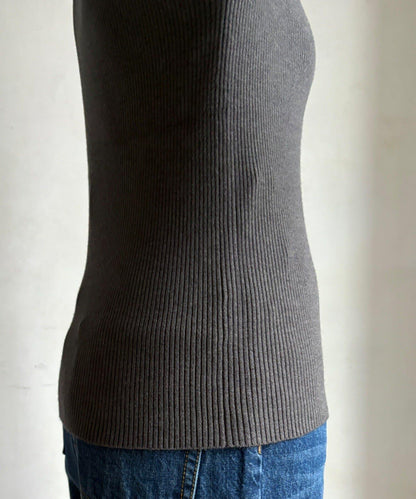 前後兩穿拼色羅紋針織衫