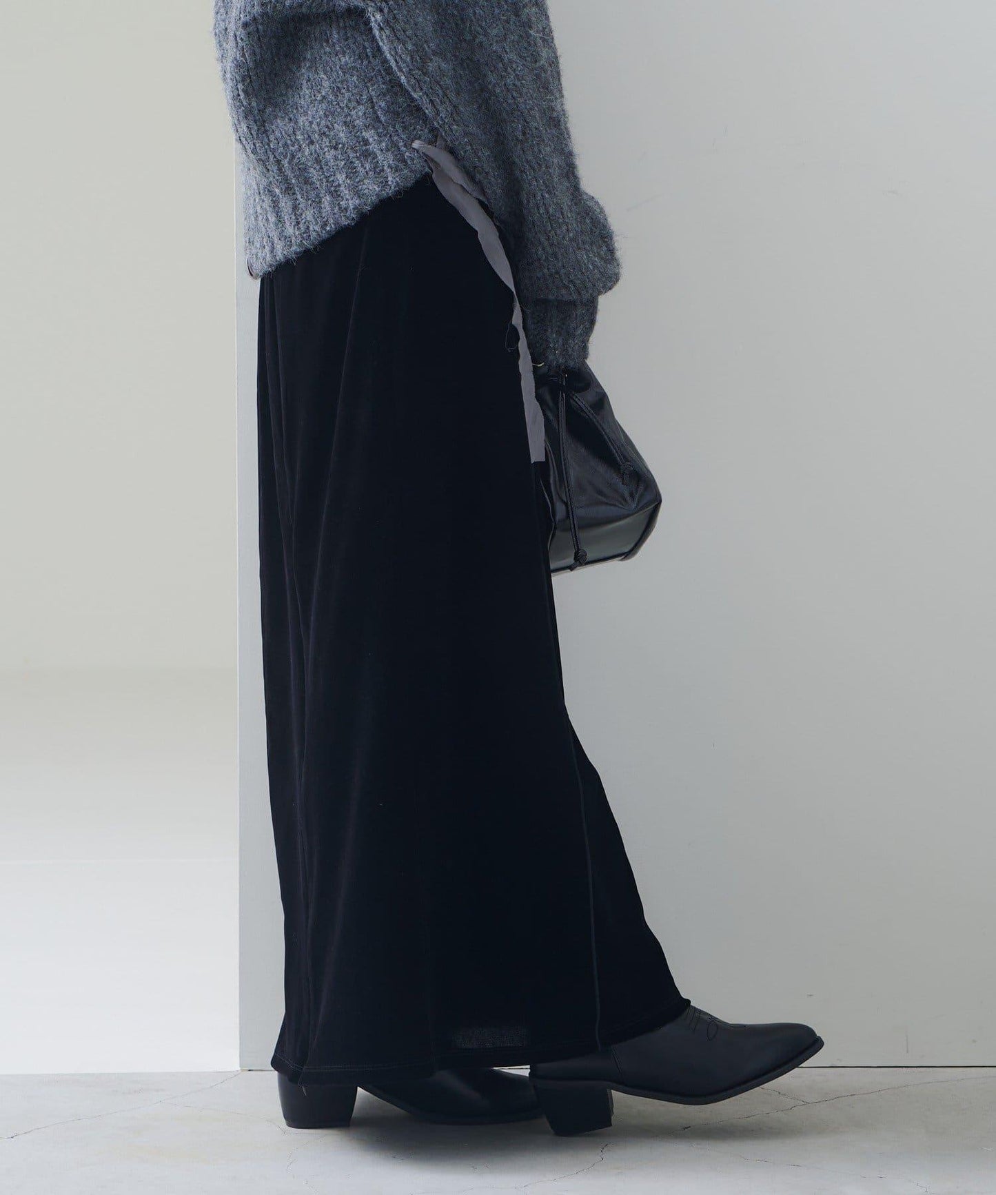 【2尺碼可選/小個子尺碼】天鵝絨荷葉邊半身裙