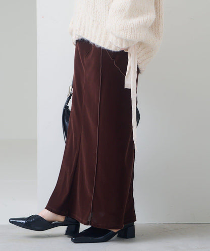 【2尺碼可選/小個子尺碼】天鵝絨荷葉邊半身裙