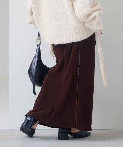 【2尺碼可選/小個子尺碼】天鵝絨荷葉邊半身裙