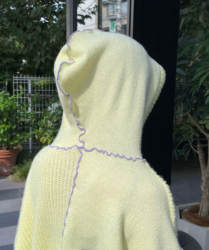 H.S拼色卷邊拼接連帽開衫