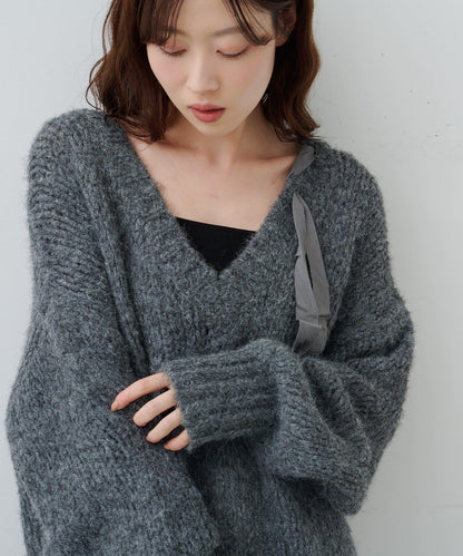 蝴蝶結帶裝飾針織衫