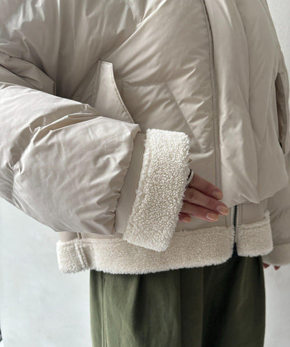 仿麂皮拼接羽絨服