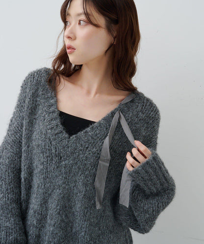 蝴蝶結帶裝飾針織衫