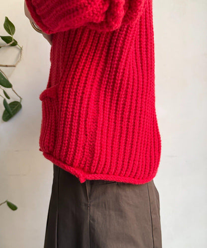 金屬大紐扣粗針織開衫