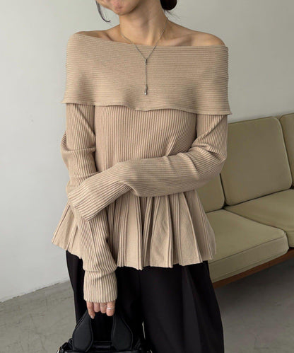 【CAPRICIEUX LE'MAGE】喇叭袖一字領針織衫