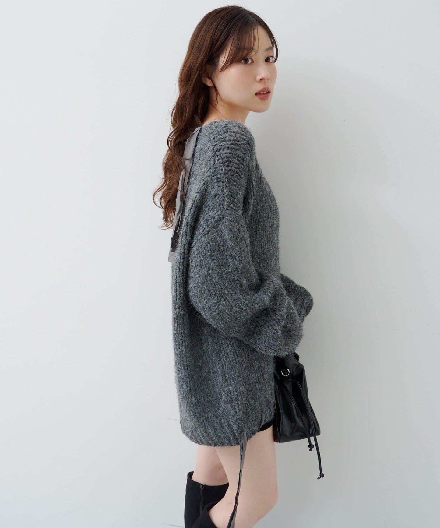 蝴蝶結帶裝飾針織衫