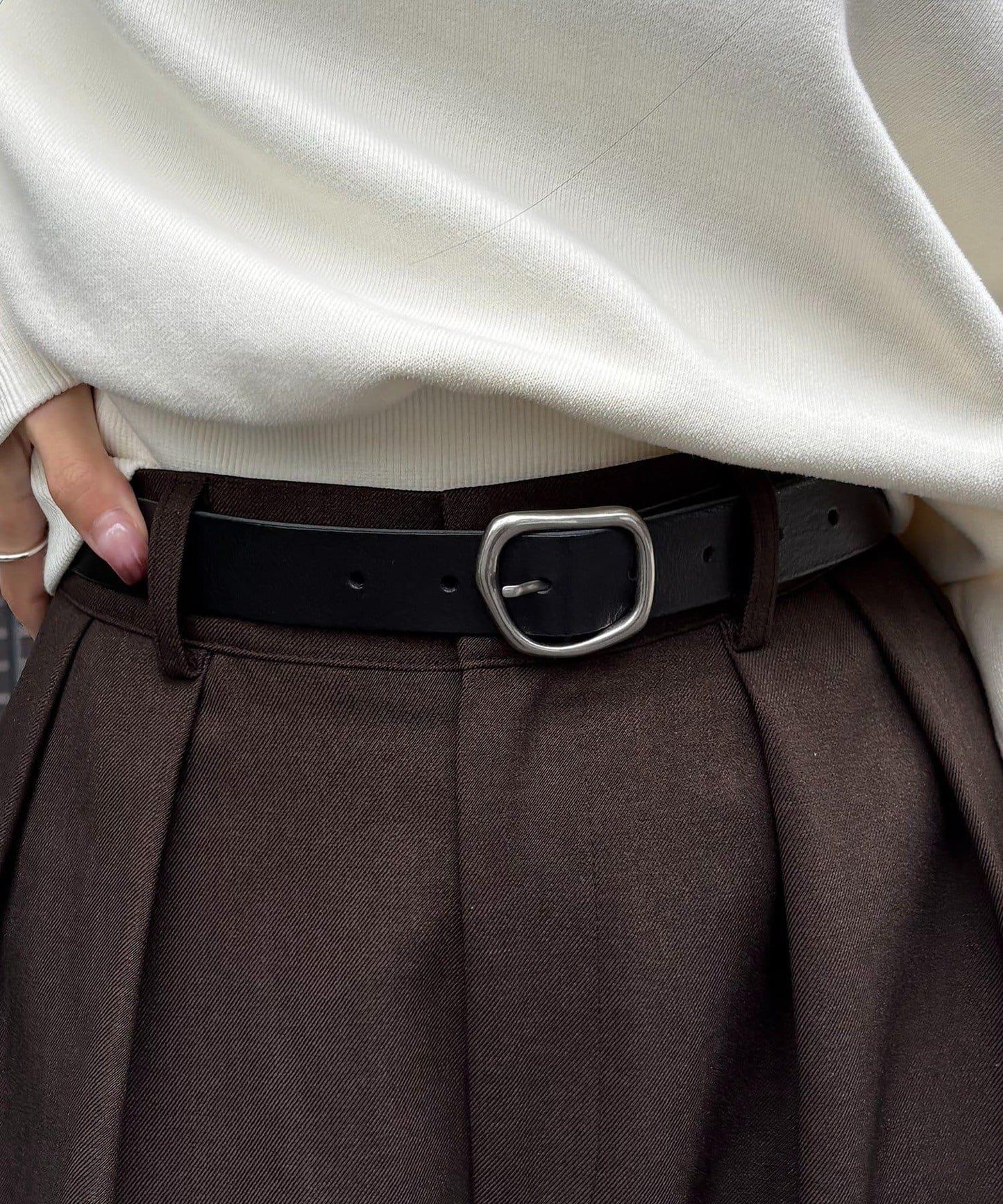 質感釦環細腰帶