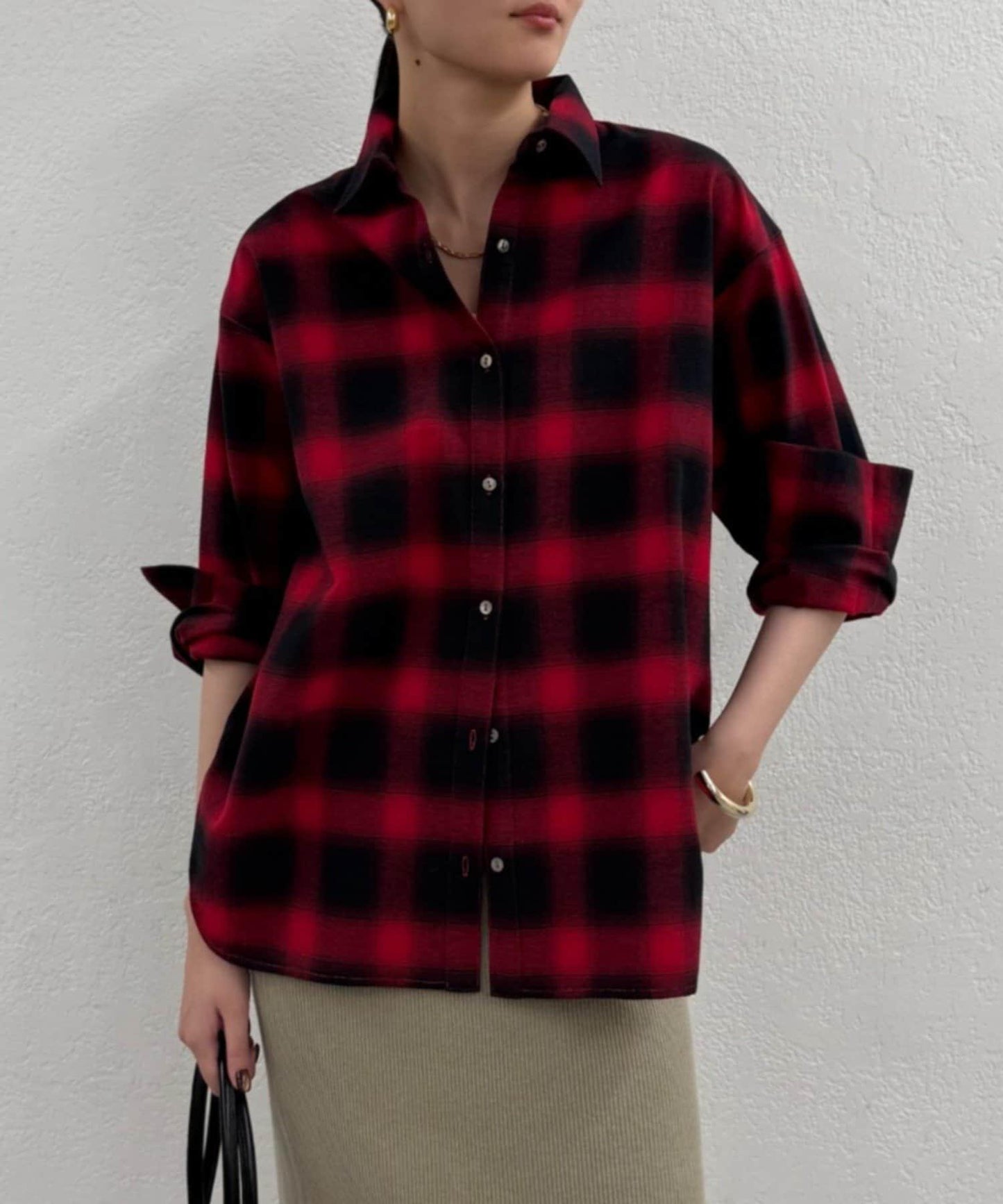 基礎漸變格紋襯衫