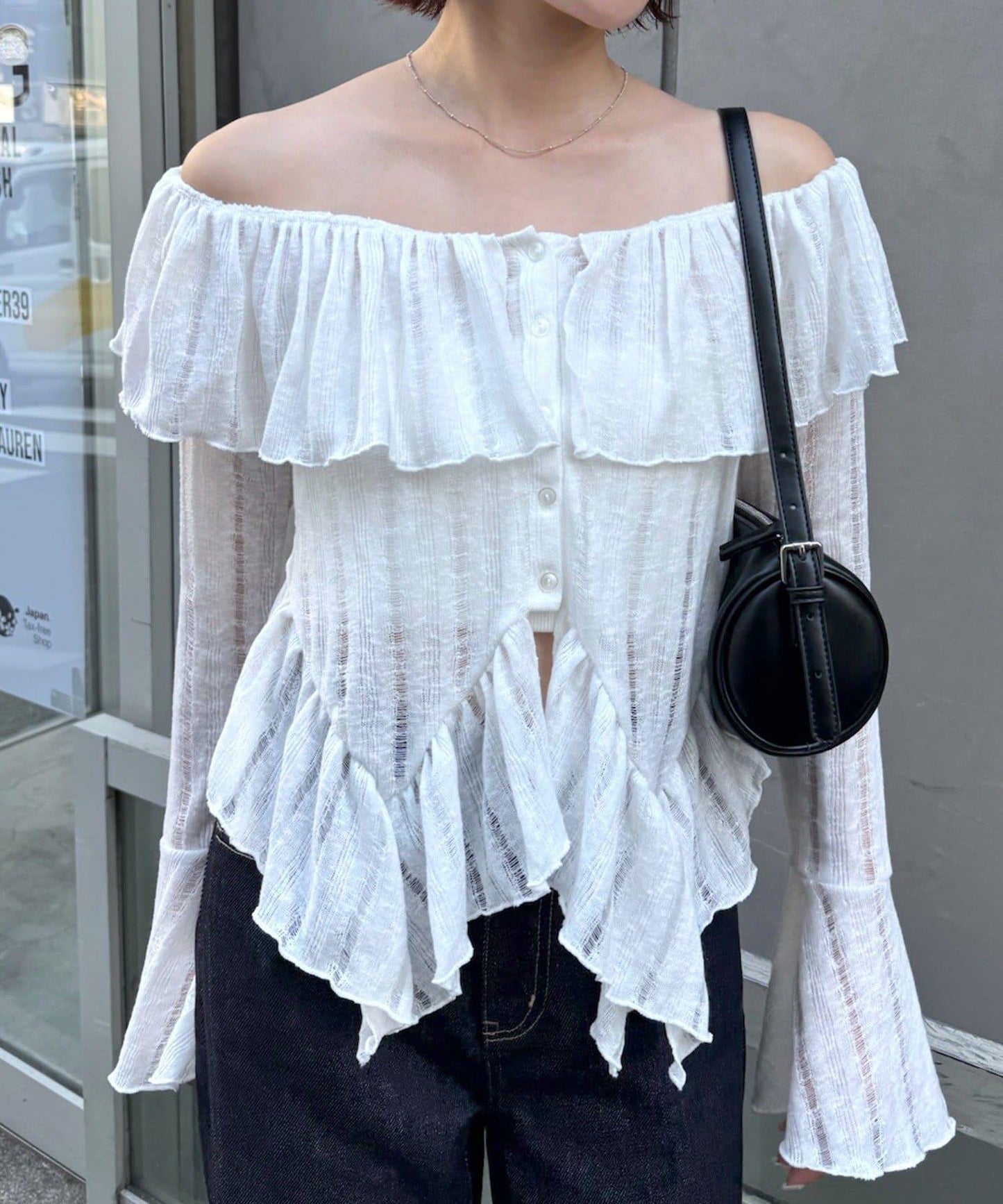【mystic】[mline]層疊一字肩襯衫