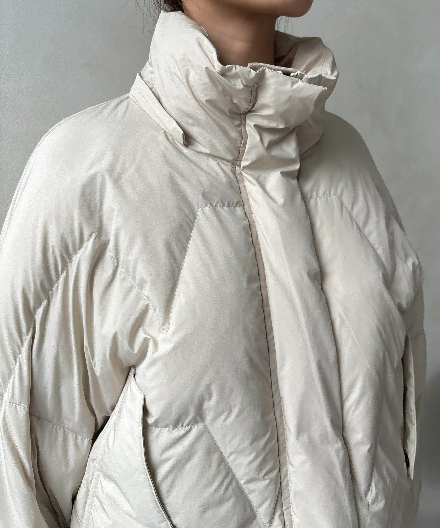 仿麂皮拼接羽絨服