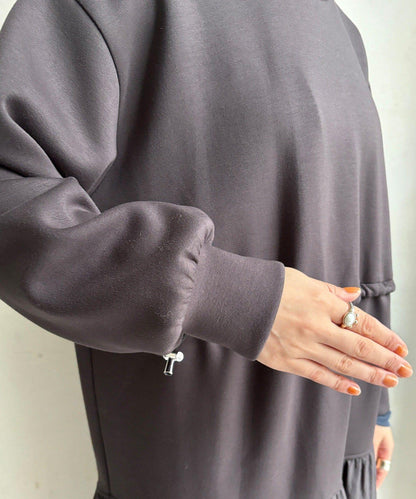 腰部抽繩拼接連衣裙